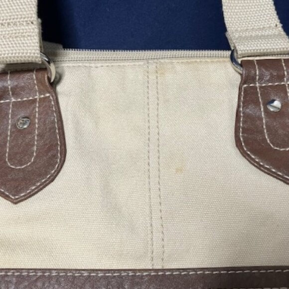 American Eagle Rugged Canvas Leather Zip Tote Shoulder Handbag 15"x14.5" - Picture 13 of 16